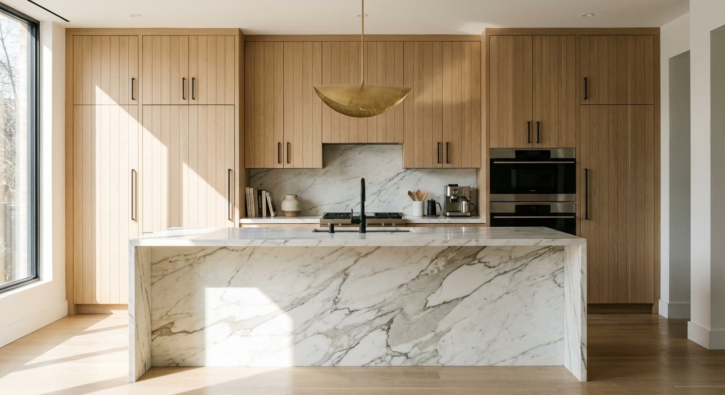 Kitchen · Material and finish references blended into one scene