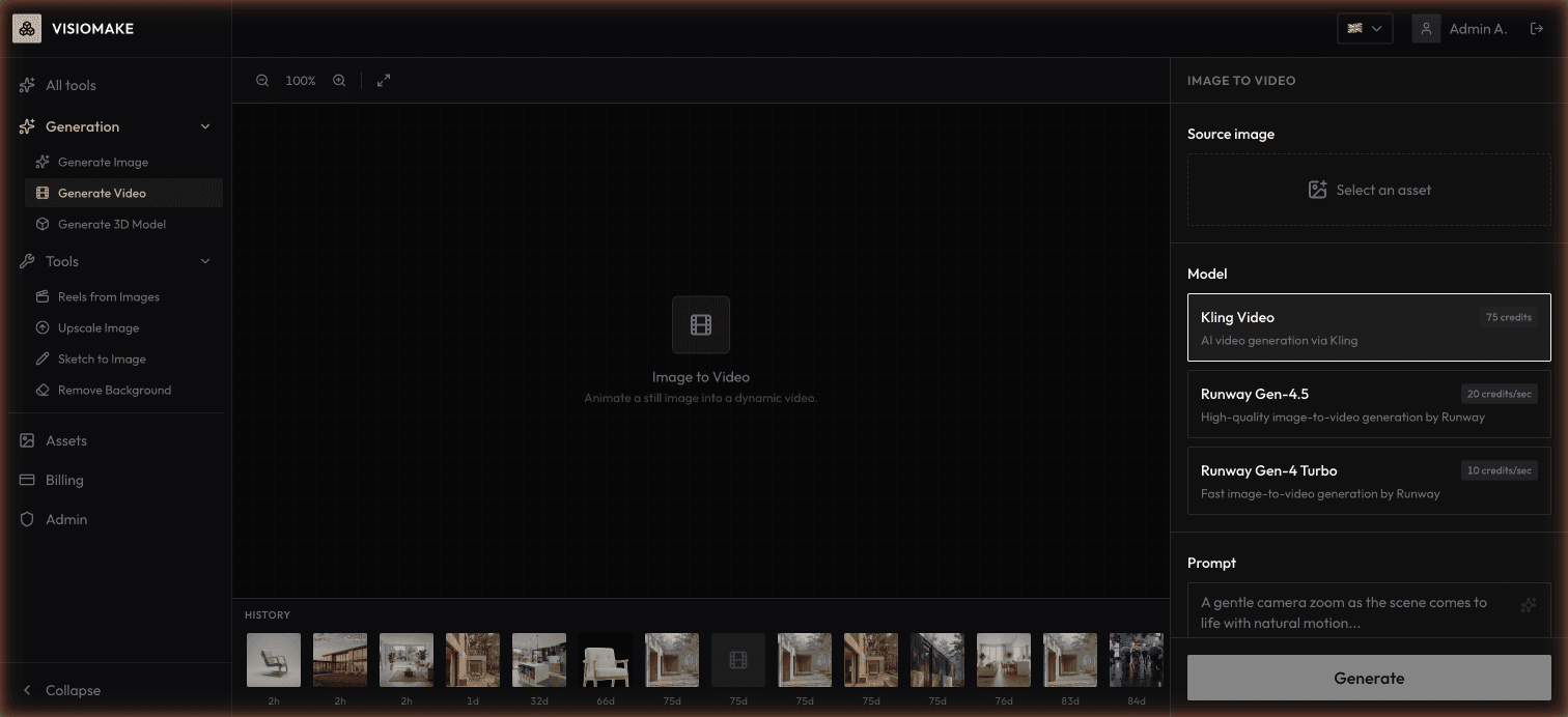 Video generation with Kling and Runway models