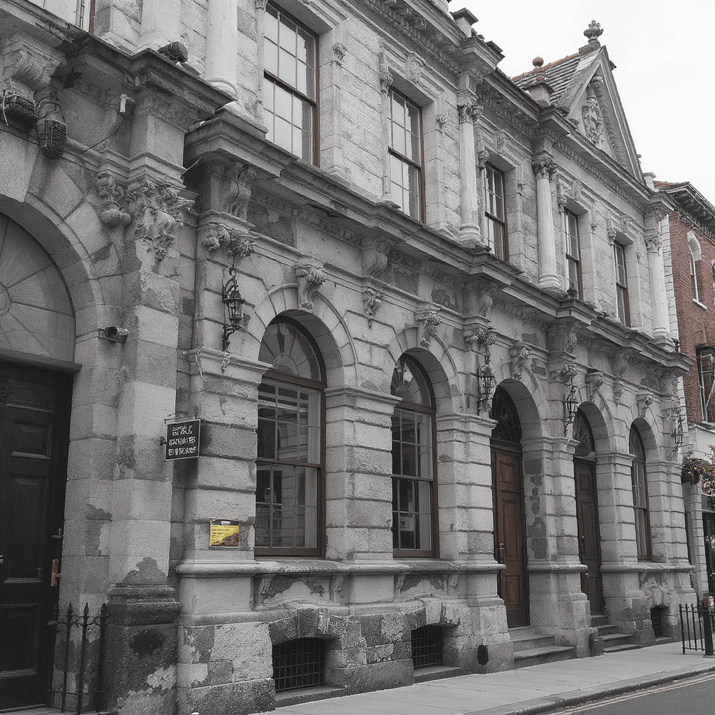 Historic stone building facade with ornate detail suitable for photogrammetry capture in architecture